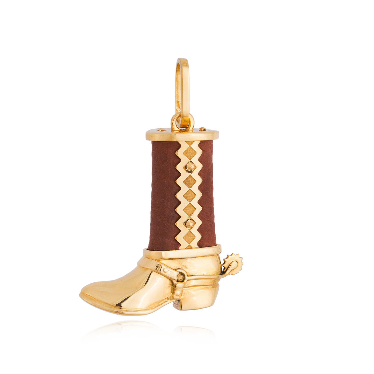 PINGENTE BOTA DE COURO E OURO