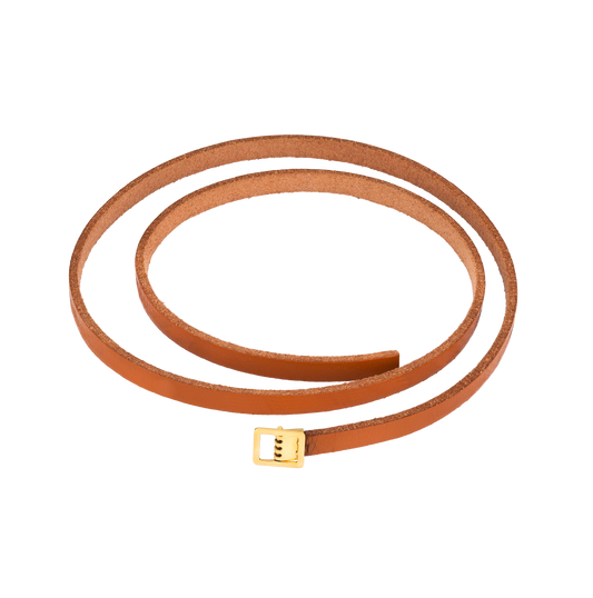 PULSEIRA DE COURO COM FECHO DE OURO